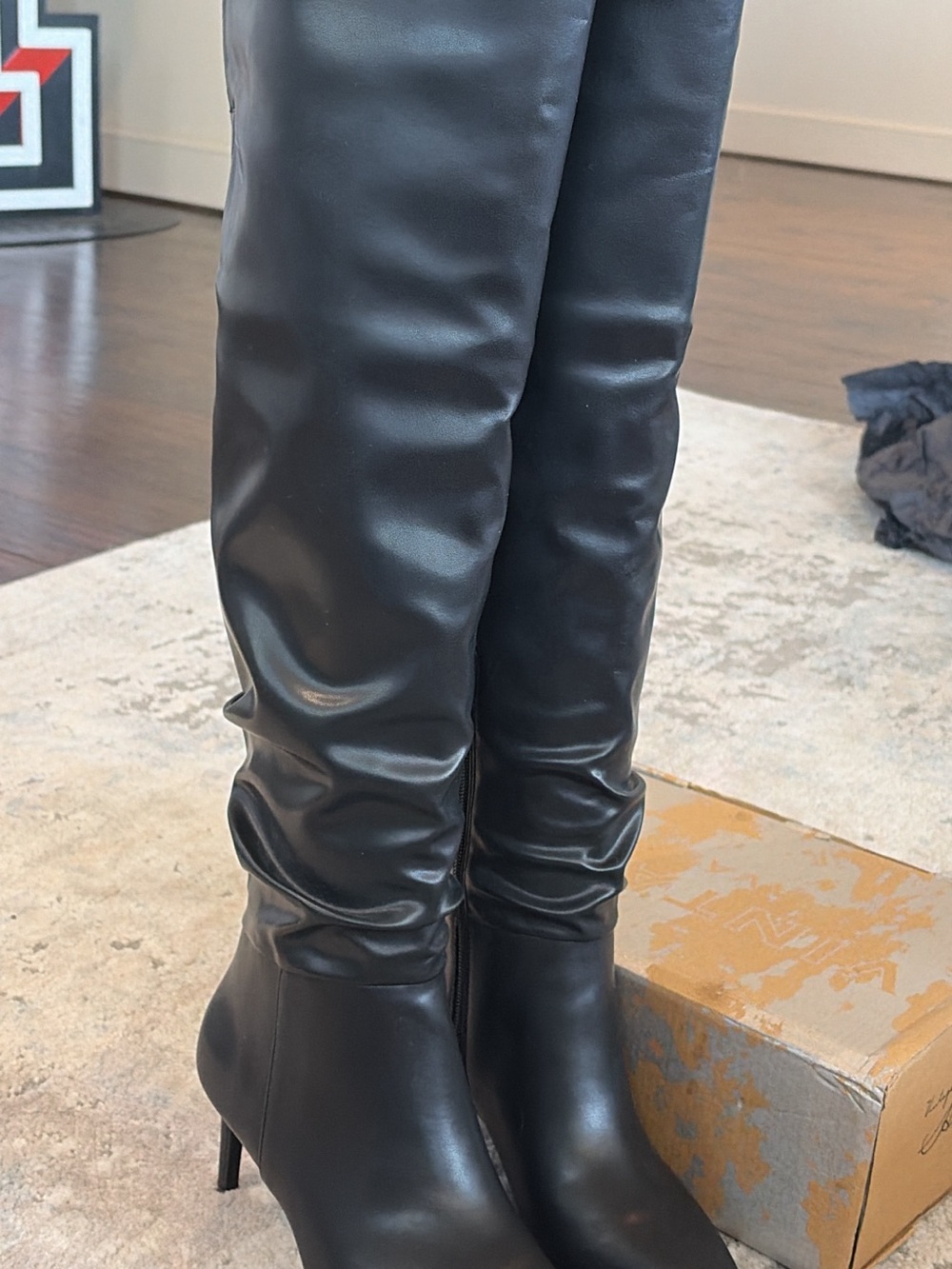INC International Concepts Black Knee-High Heeled Boots